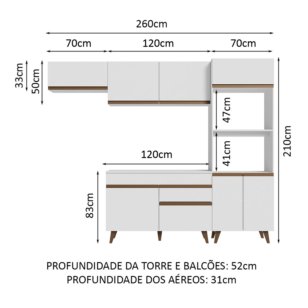 Foto 4 pulgar | Cocina Completa Integral Madesa 260 cm Reims Blanca