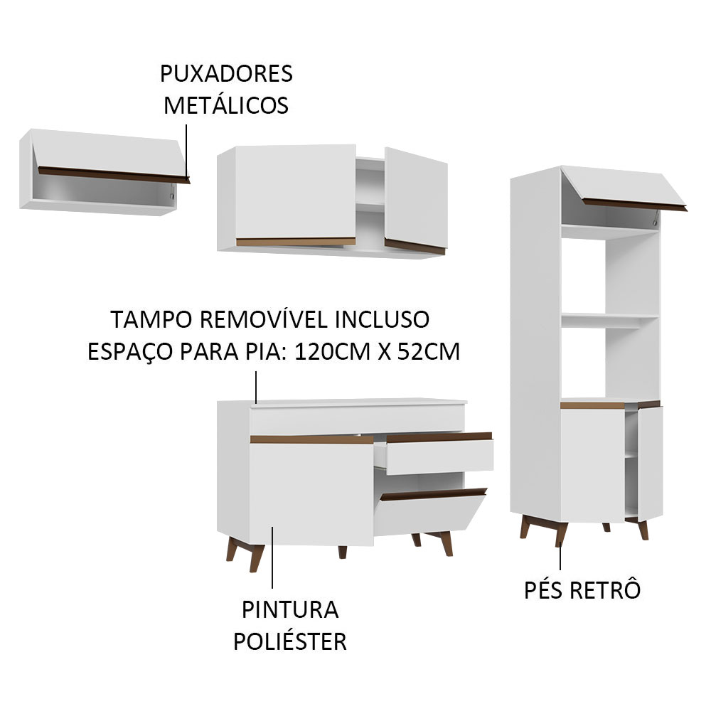 Foto 8 pulgar | Cocina Completa Integral Madesa 260 cm Reims Blanca