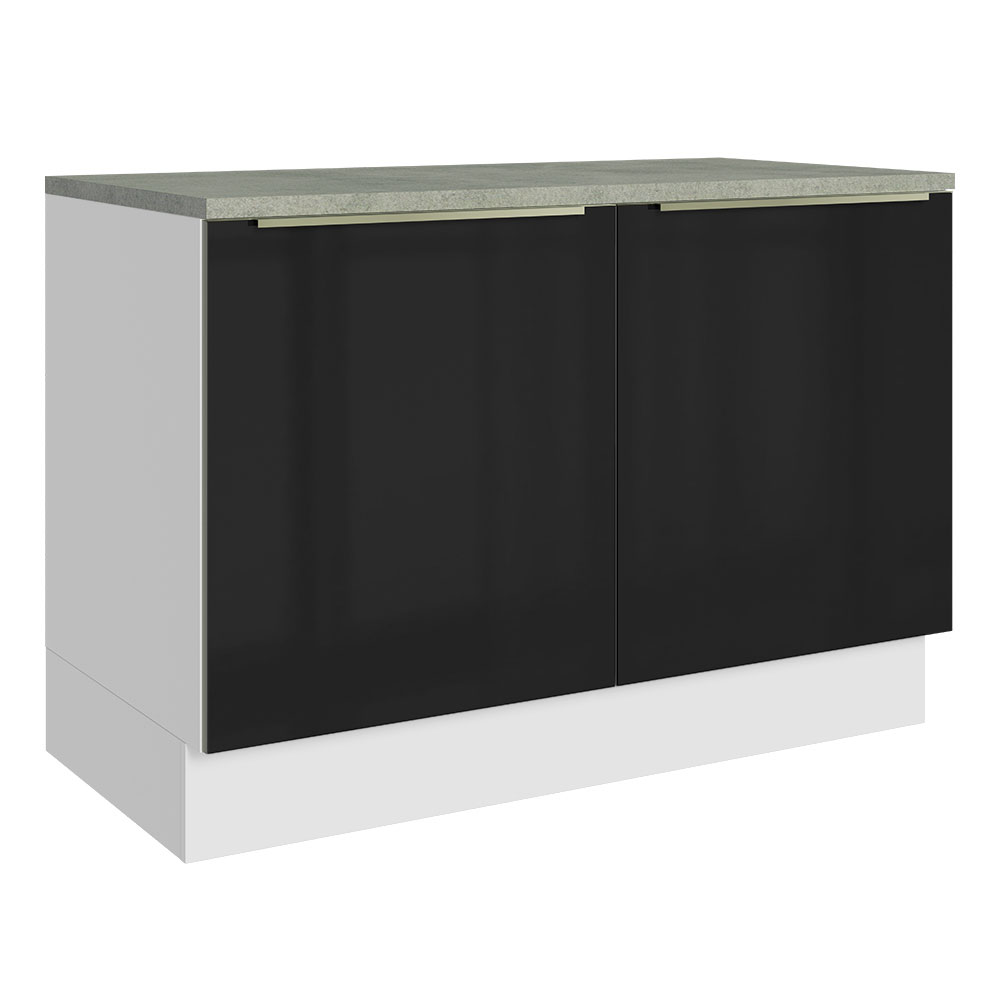 Foto 2 pulgar | Gabinete de Cocina Madesa Lux 120 cm para Fregadero  2 puertas Blanco y Negro