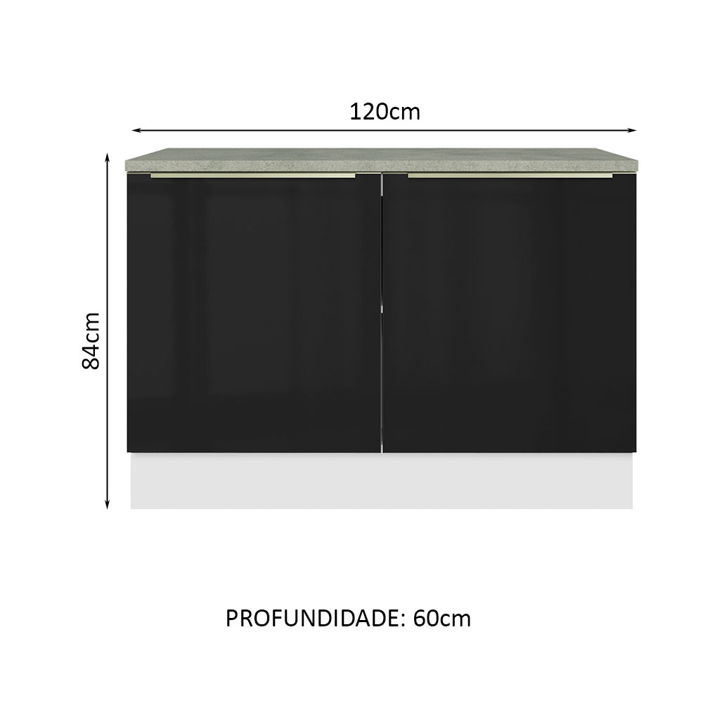 Foto 3 pulgar | Gabinete de Cocina Madesa Lux 120 cm para Fregadero  2 puertas Blanco y Negro