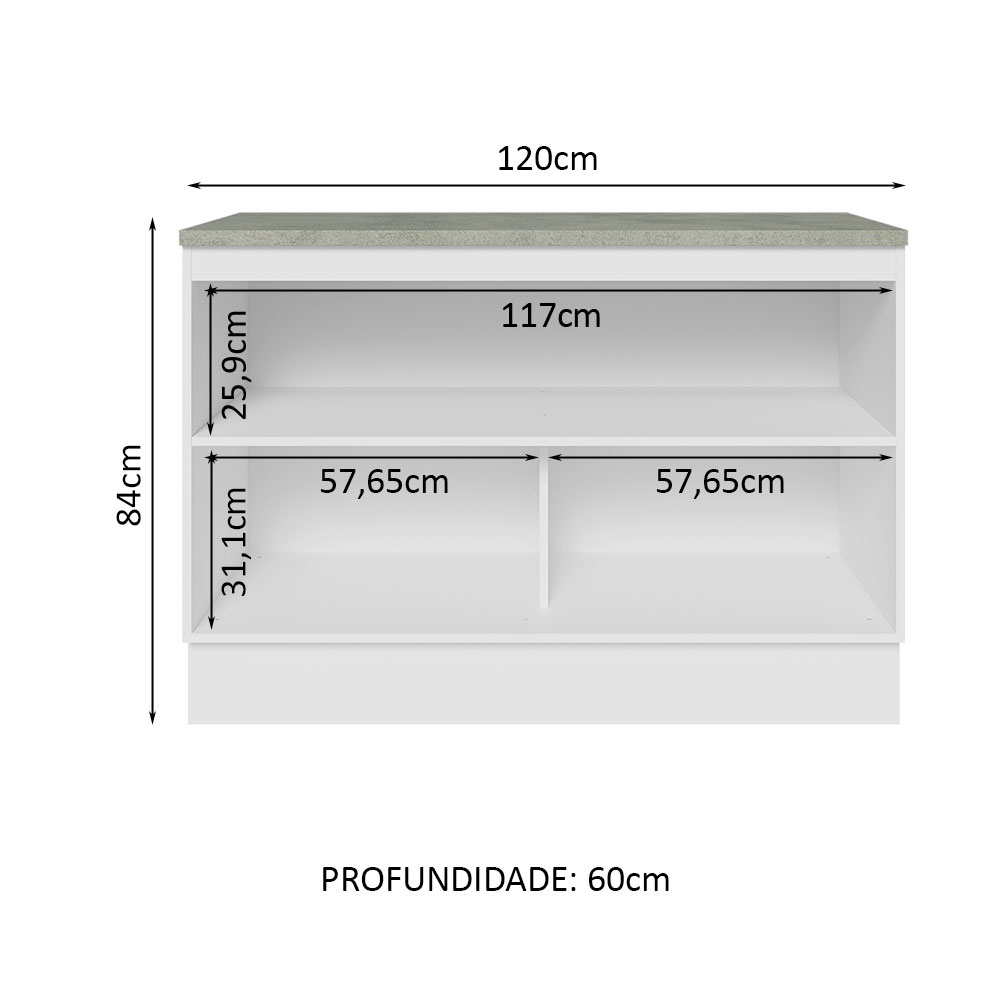 Foto 4 pulgar | Gabinete de Cocina Madesa Lux 120 cm para Fregadero  2 puertas Blanco y Negro