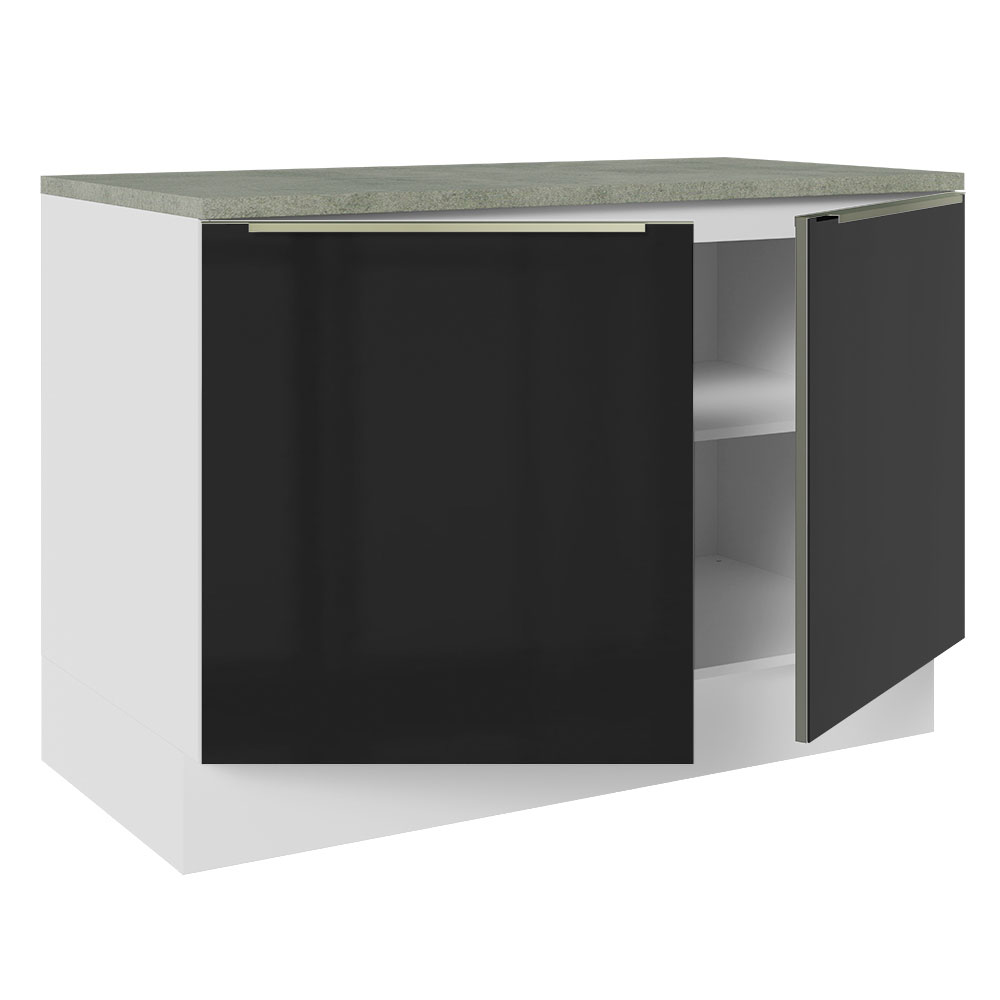 Foto 6 pulgar | Gabinete de Cocina Madesa Lux 120 cm para Fregadero  2 puertas Blanco y Negro