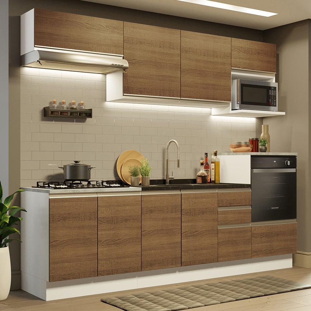 Cocina Integral Madesa Glamy Blanco Rústico 260 cm x 60 cm $19,999