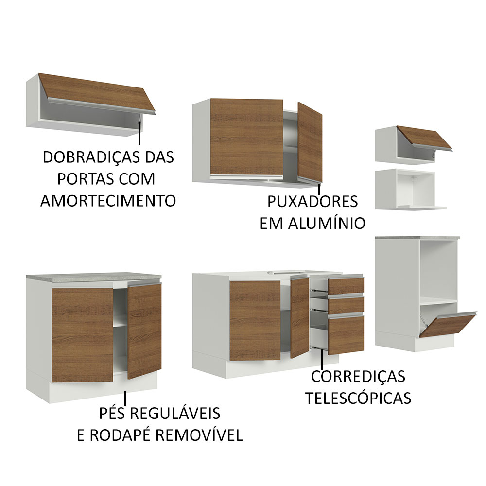 Foto 4 | Cocina Integral Madesa Glamy Blanco Rústico 260 cm x 60 cm