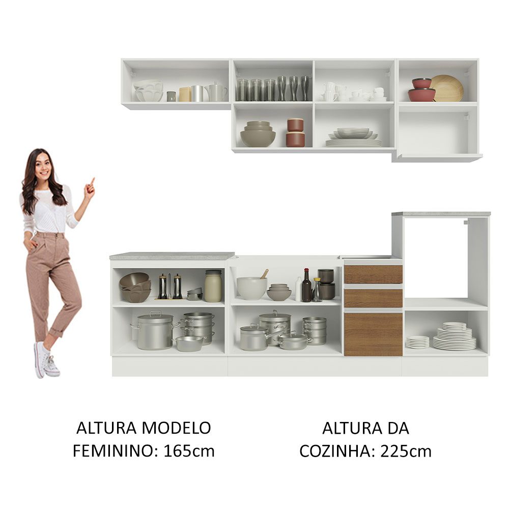 Foto 5 | Cocina Integral Madesa Glamy Blanco Rústico 260 cm x 60 cm