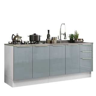 Foto 2 | Kit de 2 Balcones de Cocina Madesa Lux Blanco con Gris 4 puertas y 3 cajones