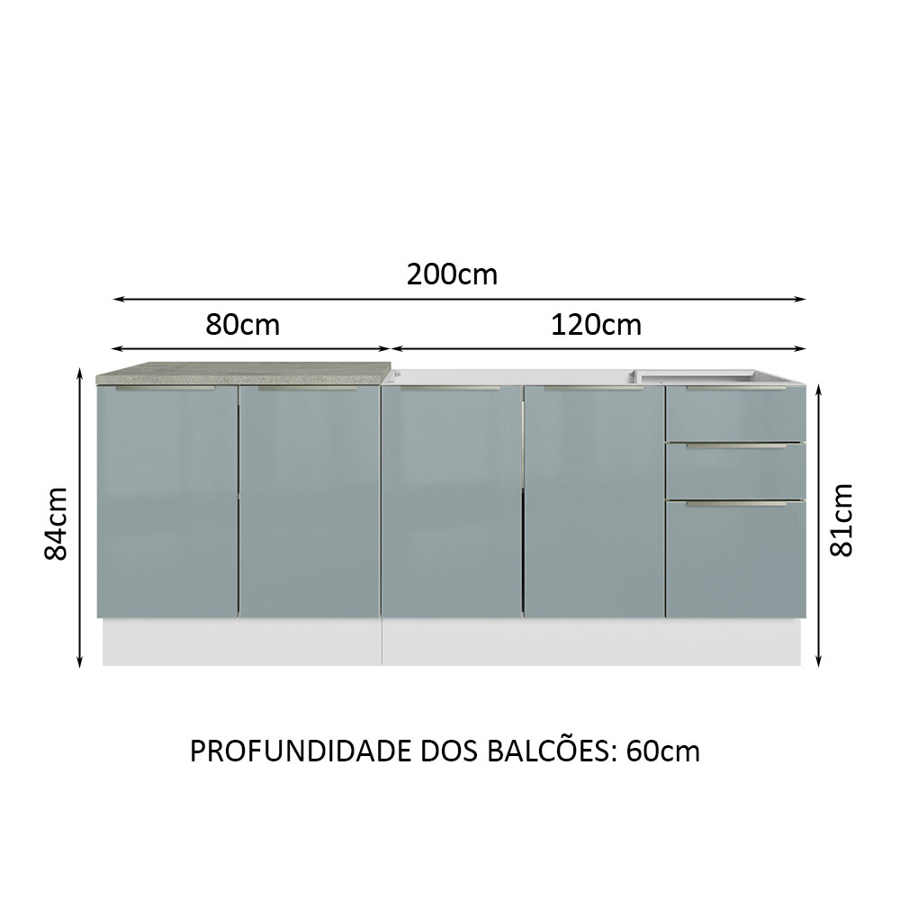 Foto 4 pulgar | Kit de 2 Balcones de Cocina Madesa Lux Blanco con Gris 4 puertas y 3 cajones