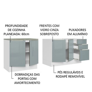 Foto 4 | Kit de 2 Balcones de Cocina Madesa Lux Blanco con Gris 4 puertas y 3 cajones