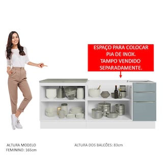 Foto 5 | Kit de 2 Balcones de Cocina Madesa Lux Blanco con Gris 4 puertas y 3 cajones