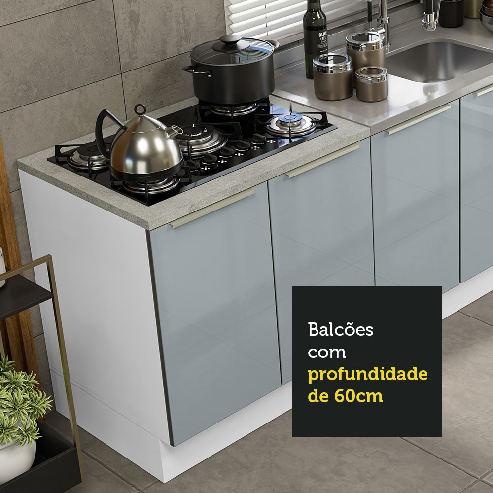 Foto 6 | Kit de 2 Balcones de Cocina Madesa Lux Blanco con Gris 4 puertas y 3 cajones