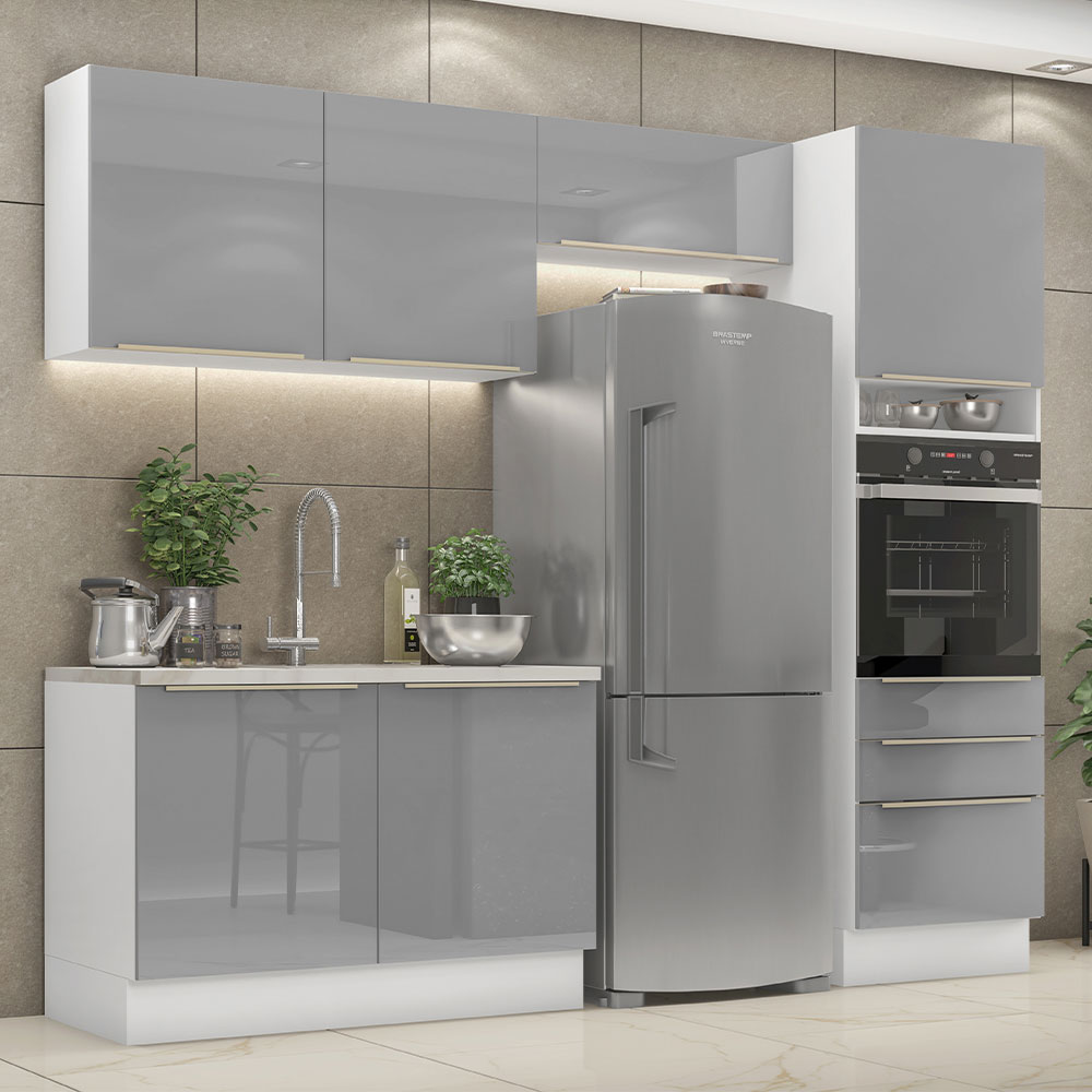 Cocina Integral Completa Madesa Lux Blanco con Gris 260 cm