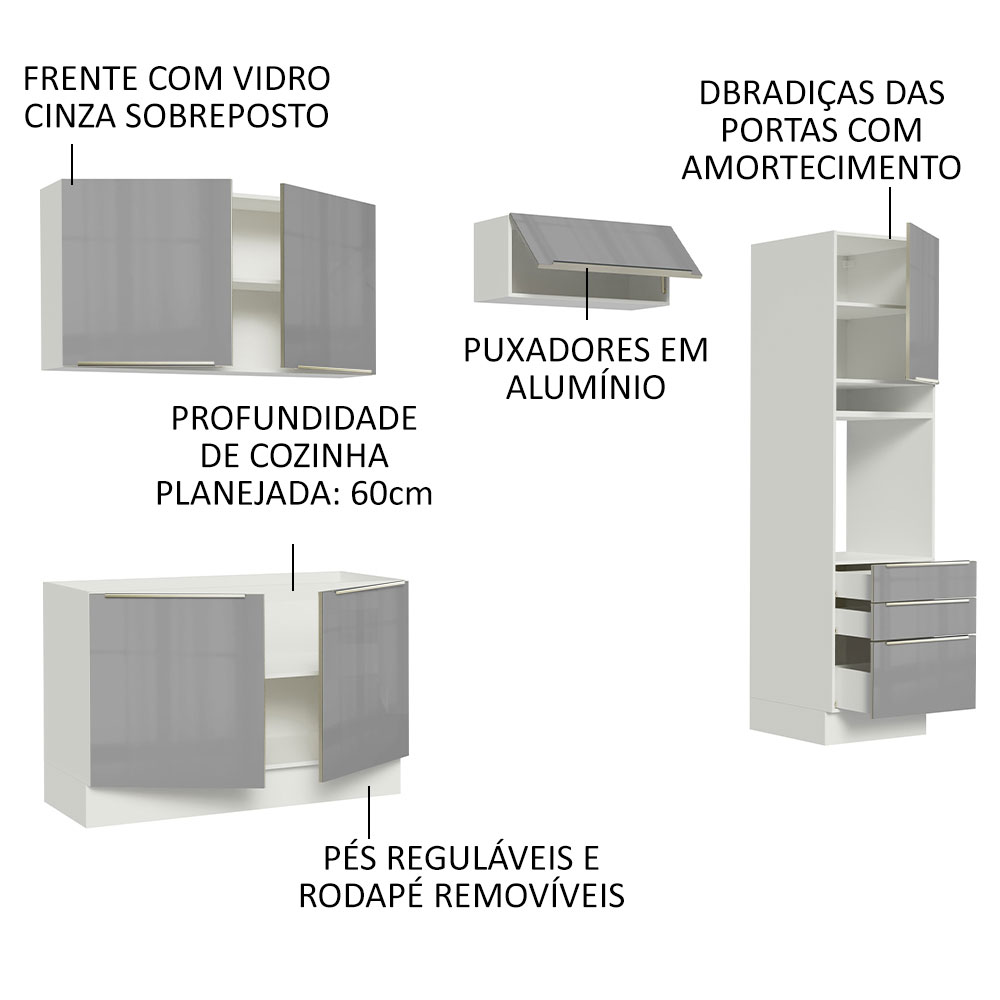 Foto 4 | Cocina Integral Completa Madesa Lux Blanco con Gris 260 cm