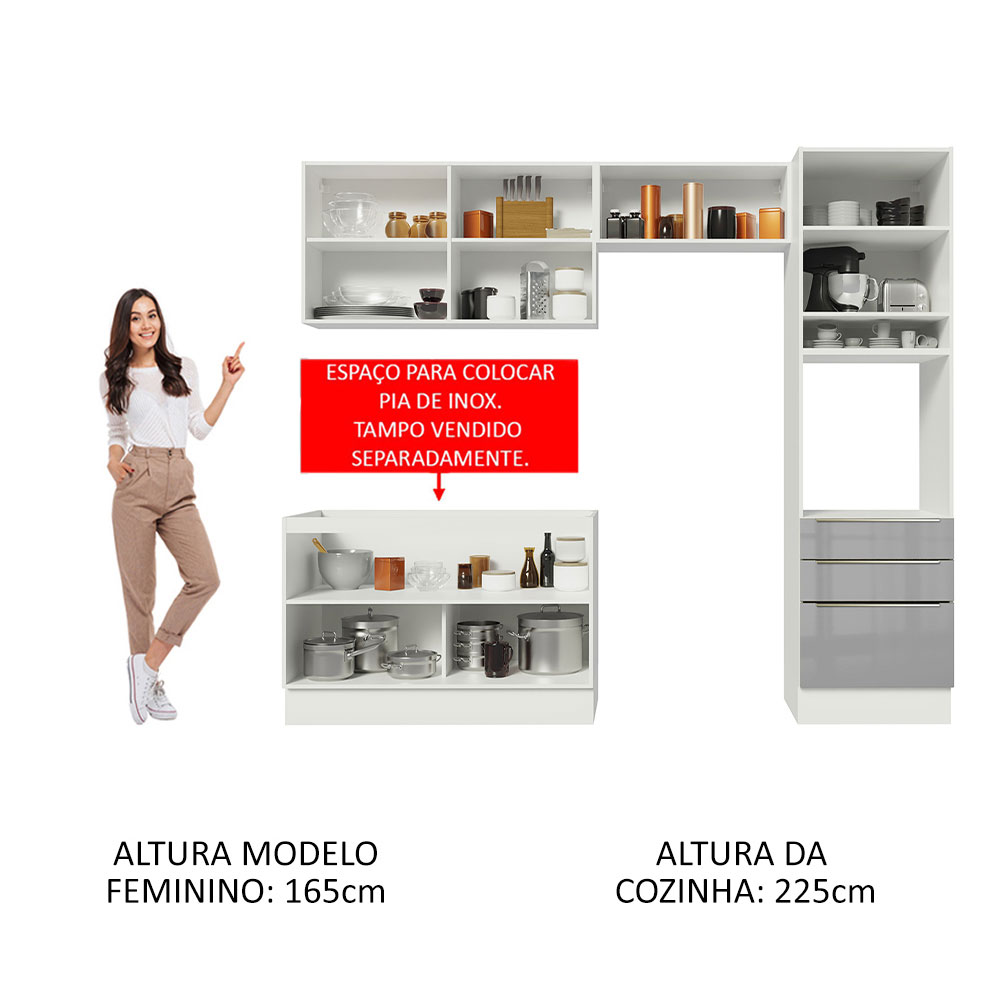 Foto 5 | Cocina Integral Completa Madesa Lux Blanco con Gris 260 cm