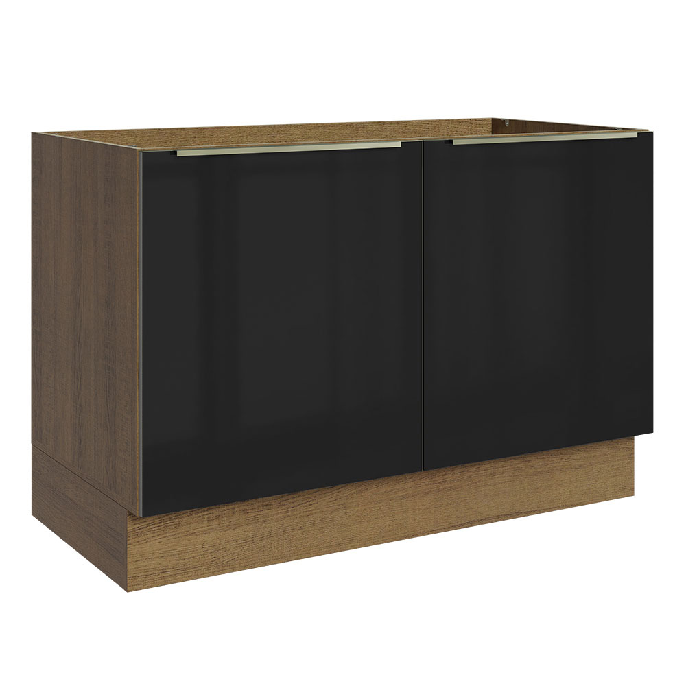 Gabinete de Cocina Madesa Lux Rústico Negro para Fregadero de 120 cm 2 puertas