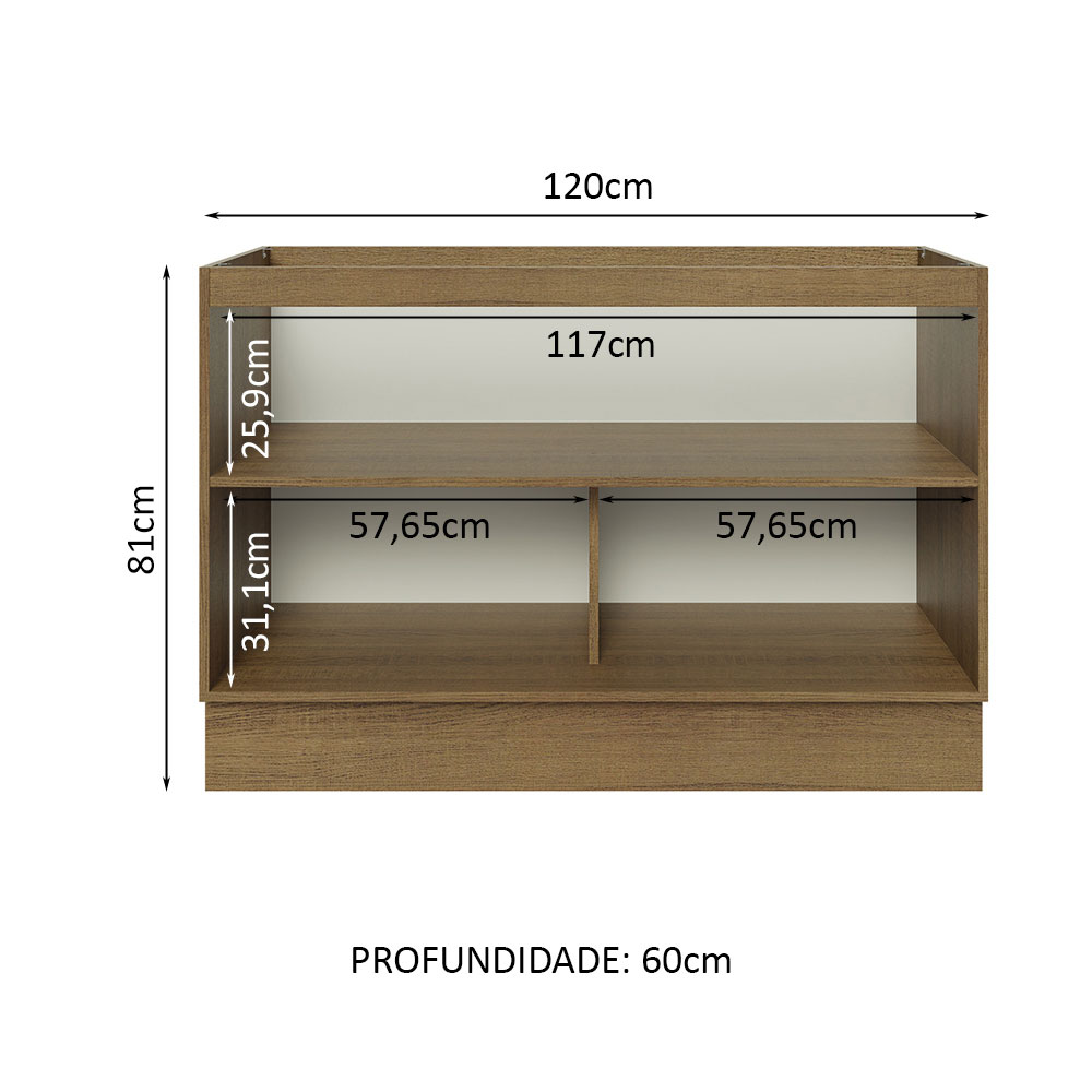 Foto 4 pulgar | Gabinete de Cocina Madesa Lux Rústico Negro para Fregadero de 120 cm 2 puertas