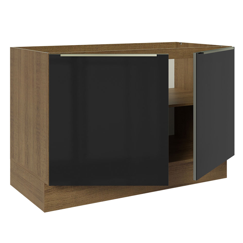 Foto 6 pulgar | Gabinete de Cocina Madesa Lux Rústico Negro para Fregadero de 120 cm 2 puertas