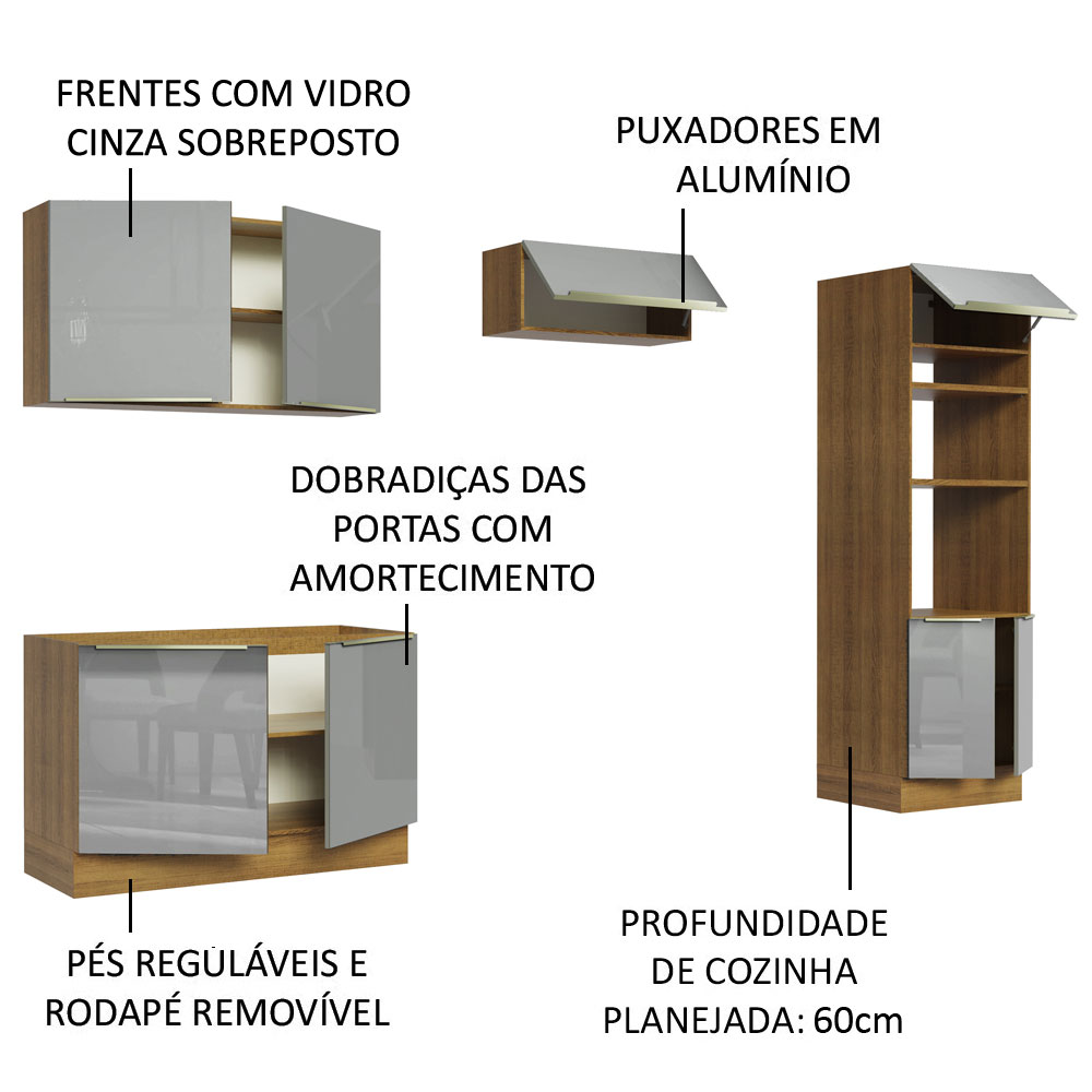 Foto 4 | Cocina Integral Completa Madesa Lux Rústico Gris 270 cm