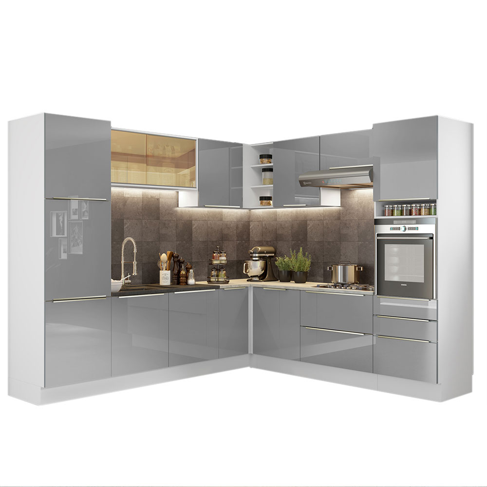 Foto 3 pulgar | Cocina Integral de Esquina Madesa Lux Blanco con Gris 546 cm