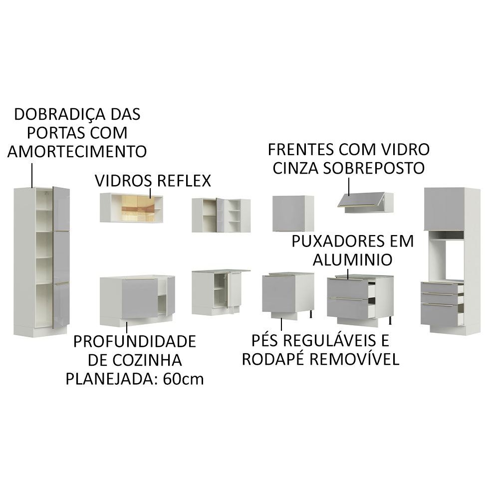Foto 5 pulgar | Cocina Integral de Esquina Madesa Lux Blanco con Gris 546 cm