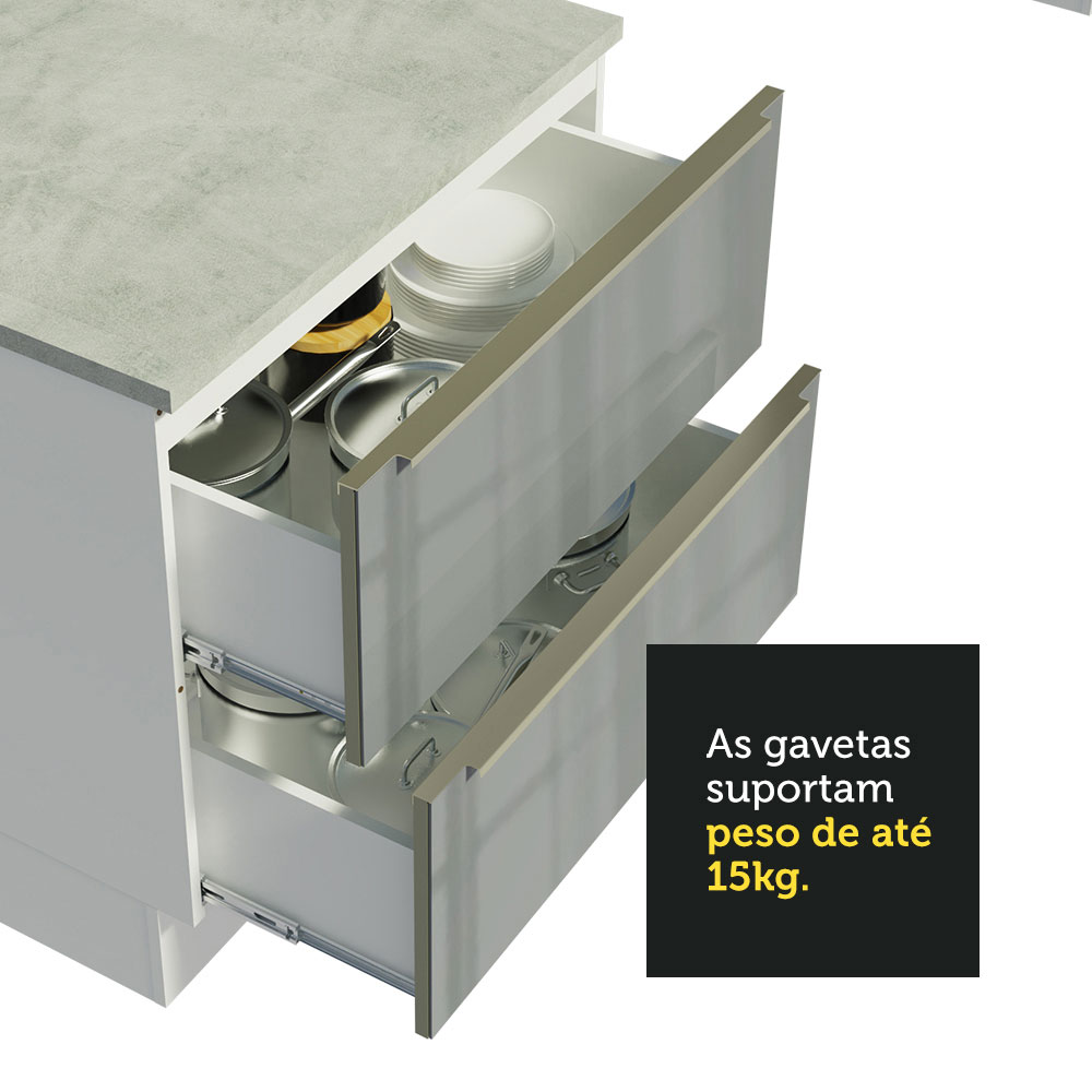 Foto 8 pulgar | Cocina Integral de Esquina Madesa Lux Blanco con Gris 546 cm