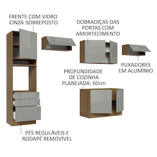 Foto 4 | Madesa Gabinete De Cocina Integral Completa 340 Cm Lux Rústico/gris 01