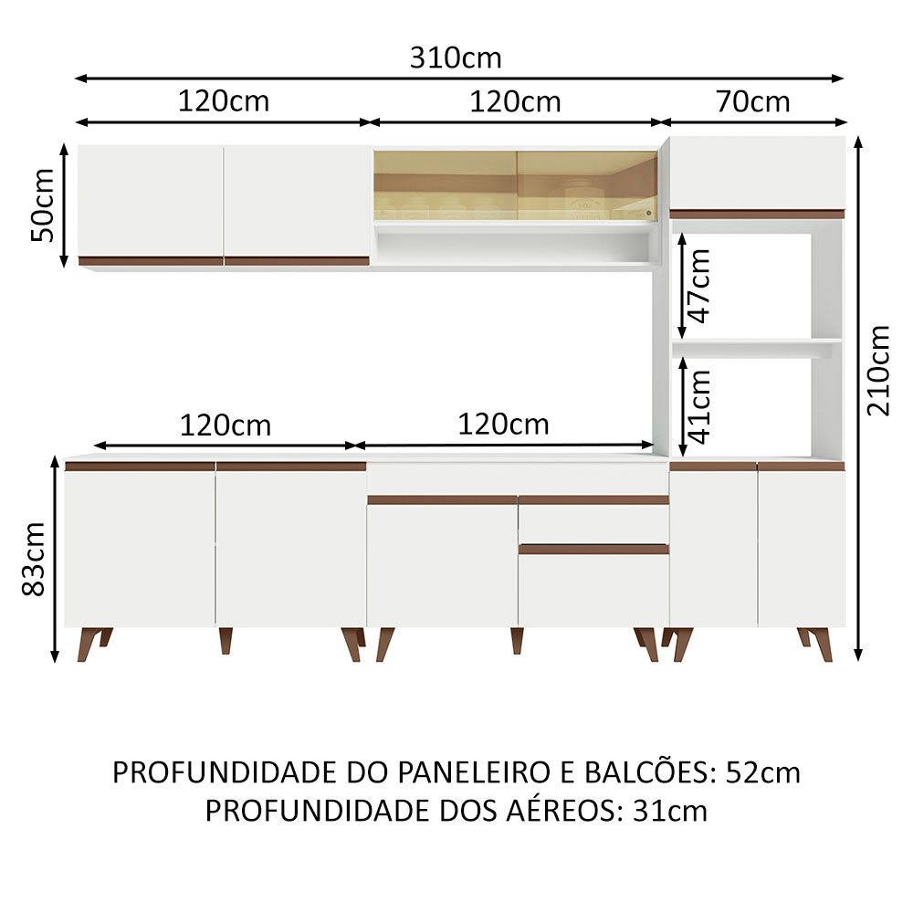 Foto 4 pulgar | Madesa Gabinete De Cocina Integral Completa 310 Cm Reims Blanco 02