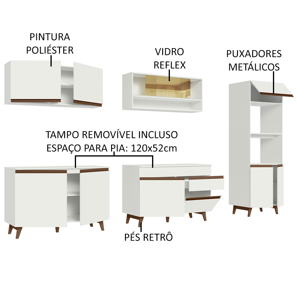 Foto 5 pulgar | Madesa Gabinete De Cocina Integral Completa 310 Cm Reims Blanco 02