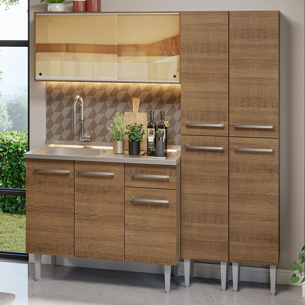 Madesa Gabinete De Cocina Integral Compacta 169 Cm Con Fregadero Emilly Rustic 12 $40,000