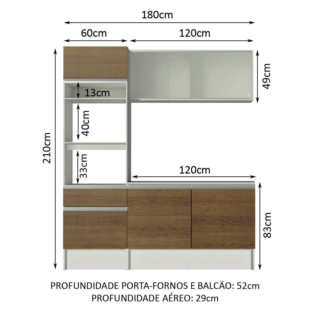 Foto 4 pulgar | Gabinete De Cocina Integral Madesa Compacta Con Armario Topazio Pop Rustic/Blanco