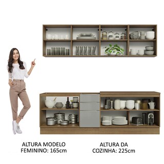 Foto 4 | Gabinete De Cocina Integral Madesa Completa 240 Cm Lux Rústico/gris 05