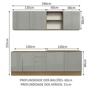 Foto 5 | Gabinete De Cocina Integral Madesa Completa 240 Cm Lux Rústico/gris 05
