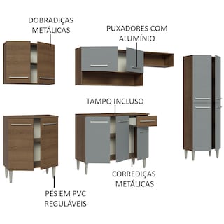 Foto 4 | Gabinete de Cocina Integral Madesa Emilly Rústico/Gris