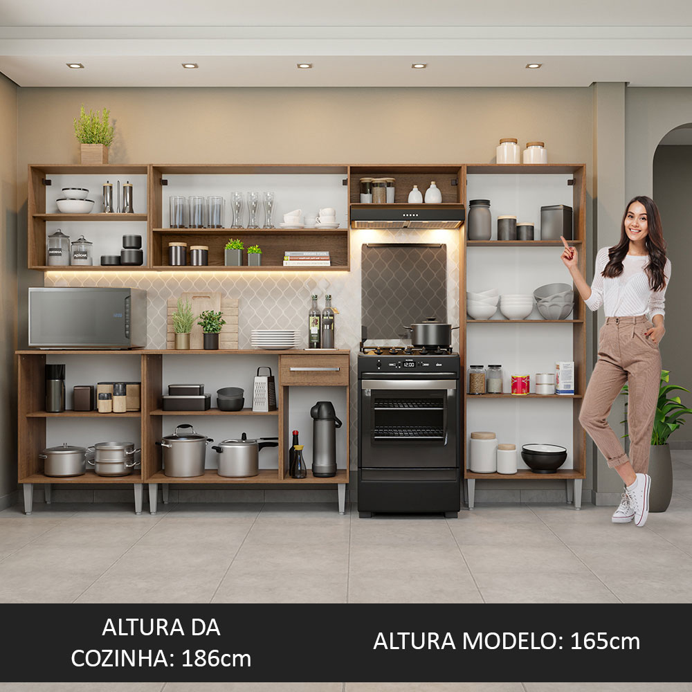 Foto 5 | Gabinete de Cocina Integral Madesa Emilly Rústico/Gris