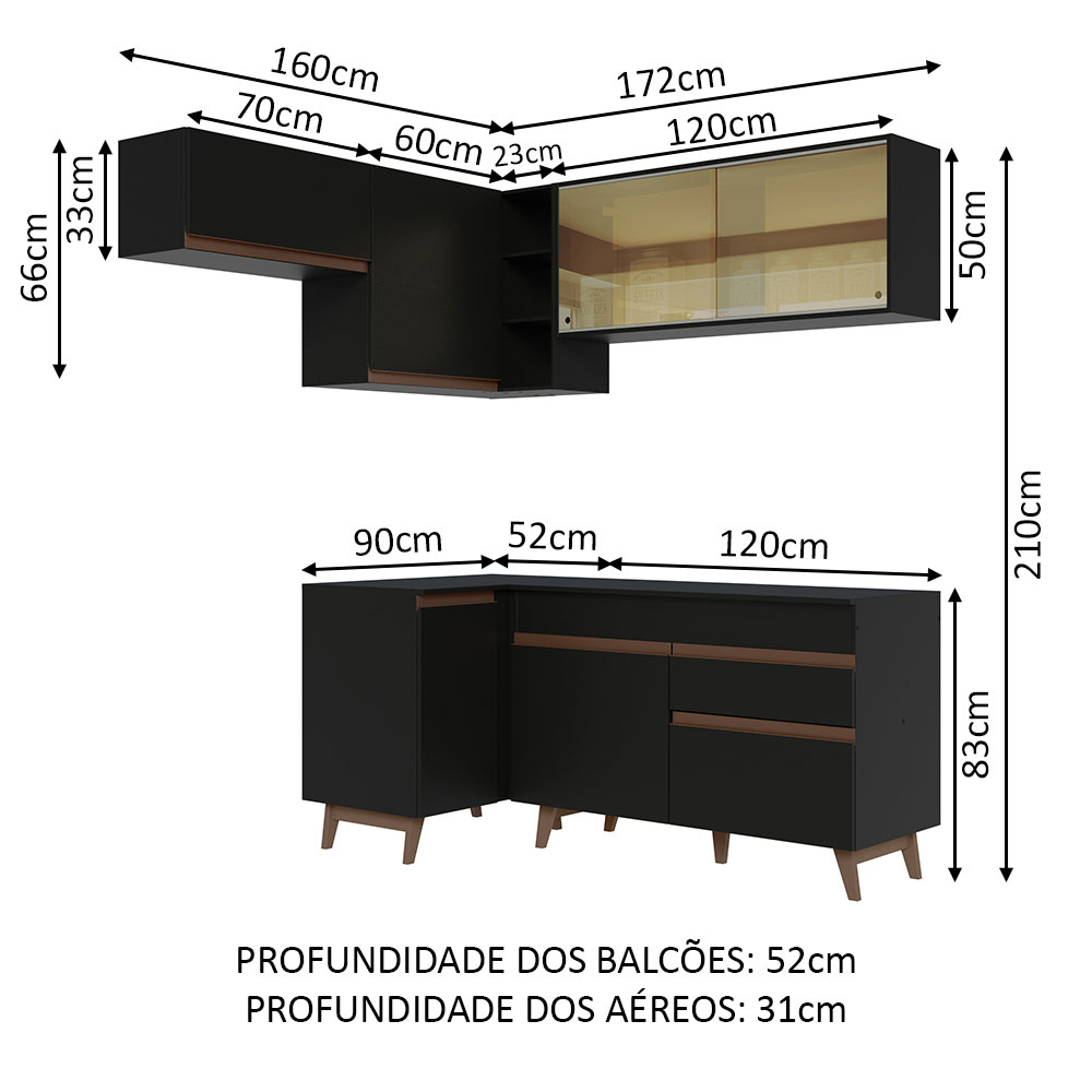 Foto 4 pulgar | Gabinete de Cocina Integral Completo Madesa de Esquinero Reims Negro