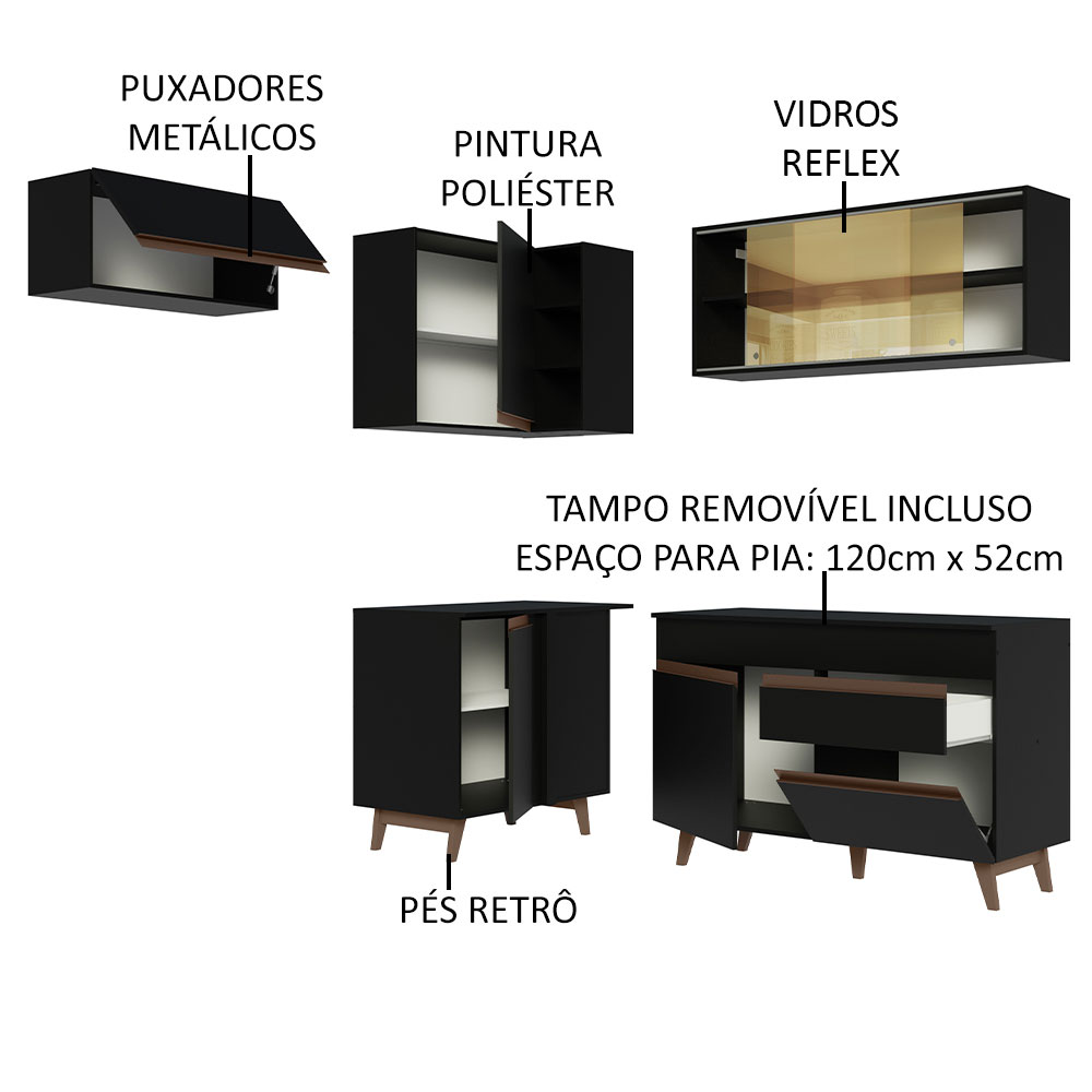 Foto 5 pulgar | Gabinete de Cocina Integral Completo Madesa de Esquinero Reims Negro