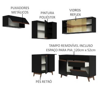 Foto 4 | Gabinete de Cocina Integral Completo Madesa de Esquinero Reims Negro