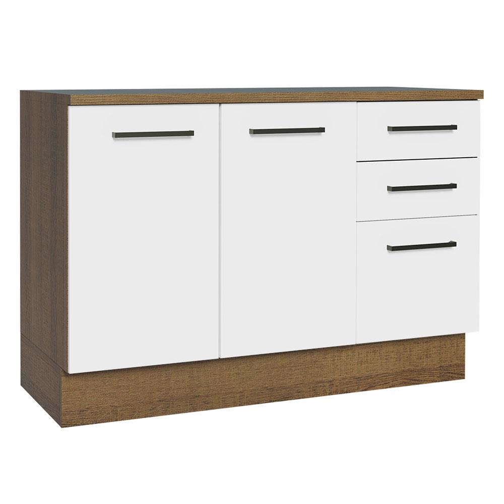 Gabinete de Fregadero para Cocina Madesa Agata Rustic/Blanco 2 Puertas y 3 Cajones - con Encimera