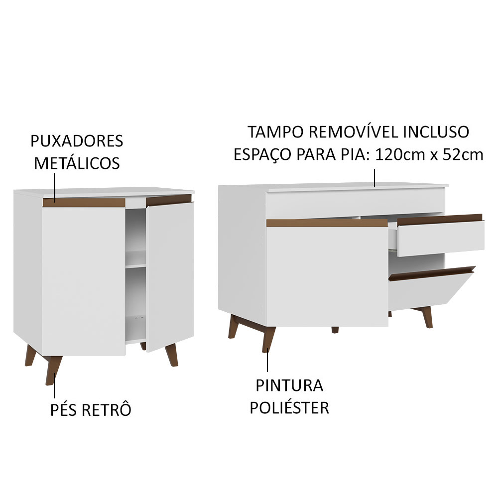 Foto 4 | Kit de 2 Balcones de Cocina Madesa Reims Blanco 4 Puertas 1 Cajón - con Tapa