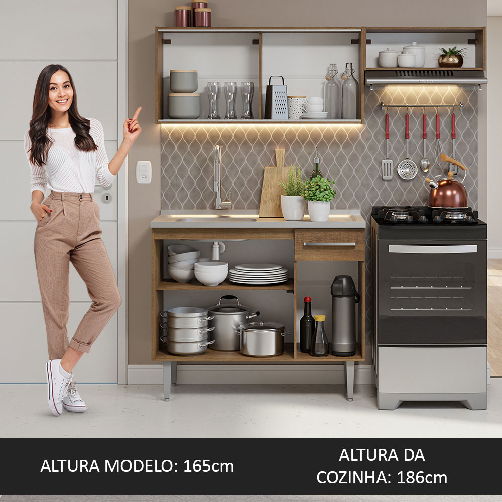 Foto 6 pulgar | Gabinete de Cocina Integral Compacta Madesa con Fregadero Emilly Rustic