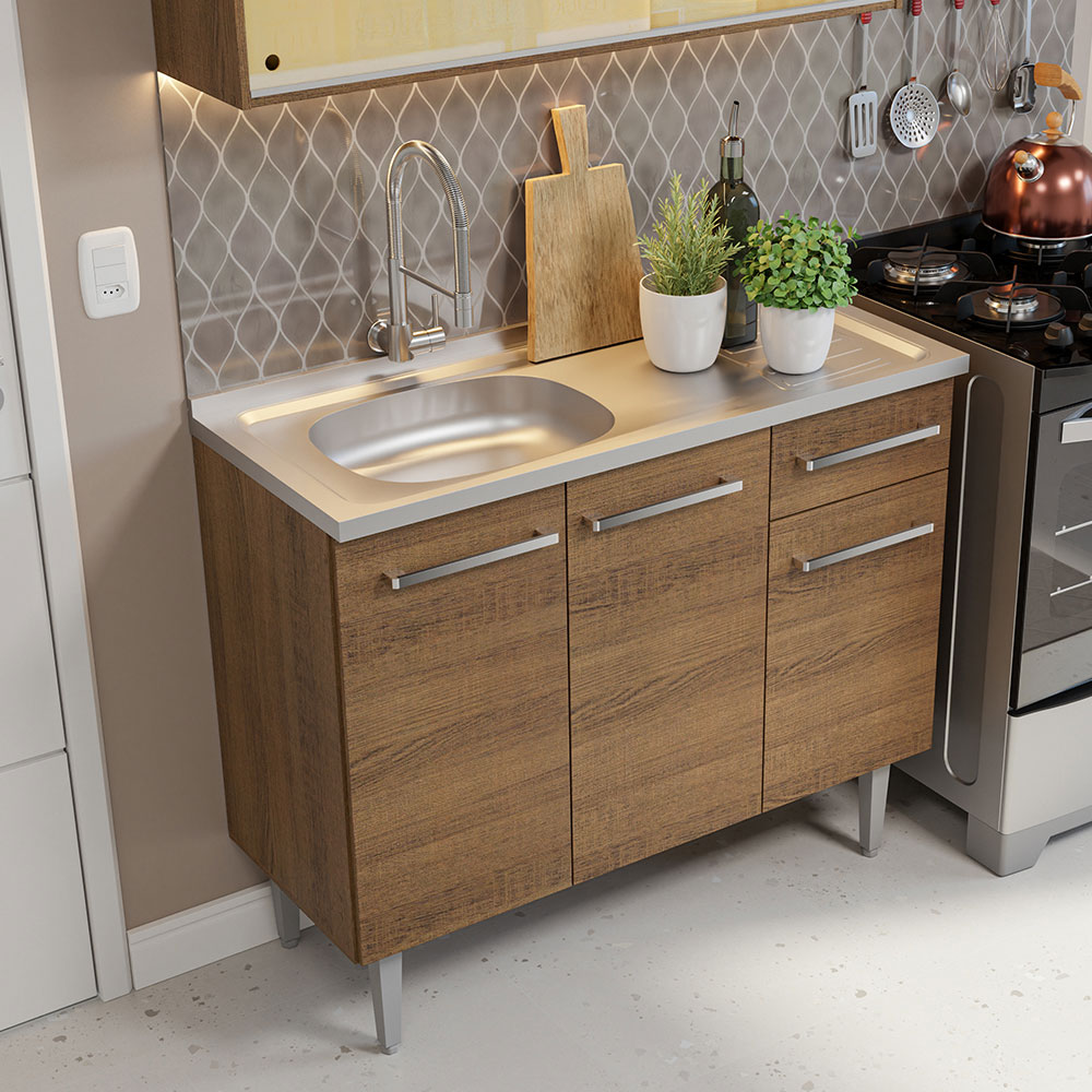 Foto 7 pulgar | Gabinete de Cocina Integral Compacta Madesa con Fregadero Emilly Rustic