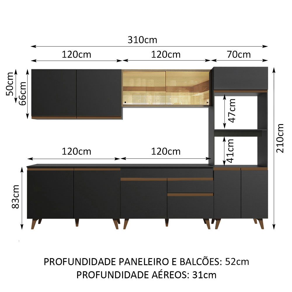 Foto 4 pulgar | Gabinete de Cocina Integral Madesa Reims Negro/Rústico