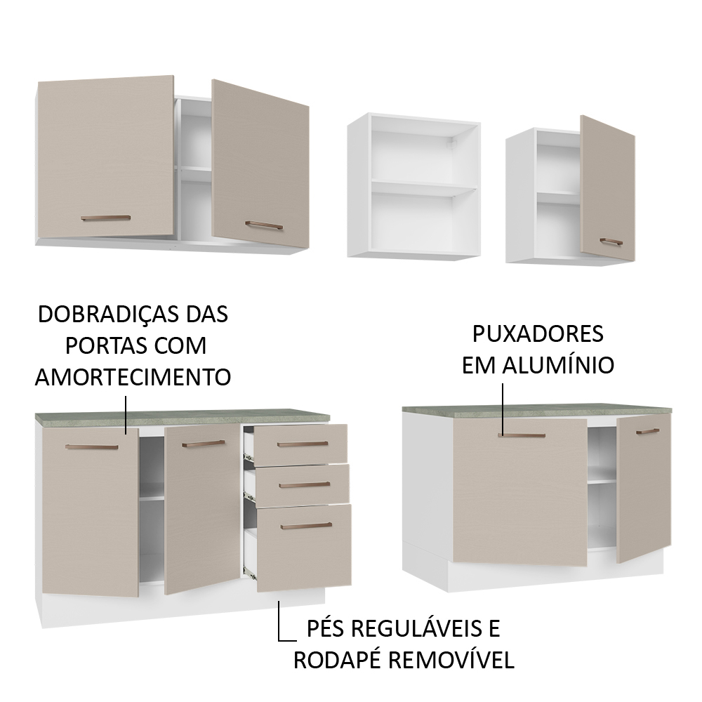 Foto 6 pulgar | Gabinete de Cocina Integral Madesa 240 cm x 60 cm Agata Blanco y Crema 02