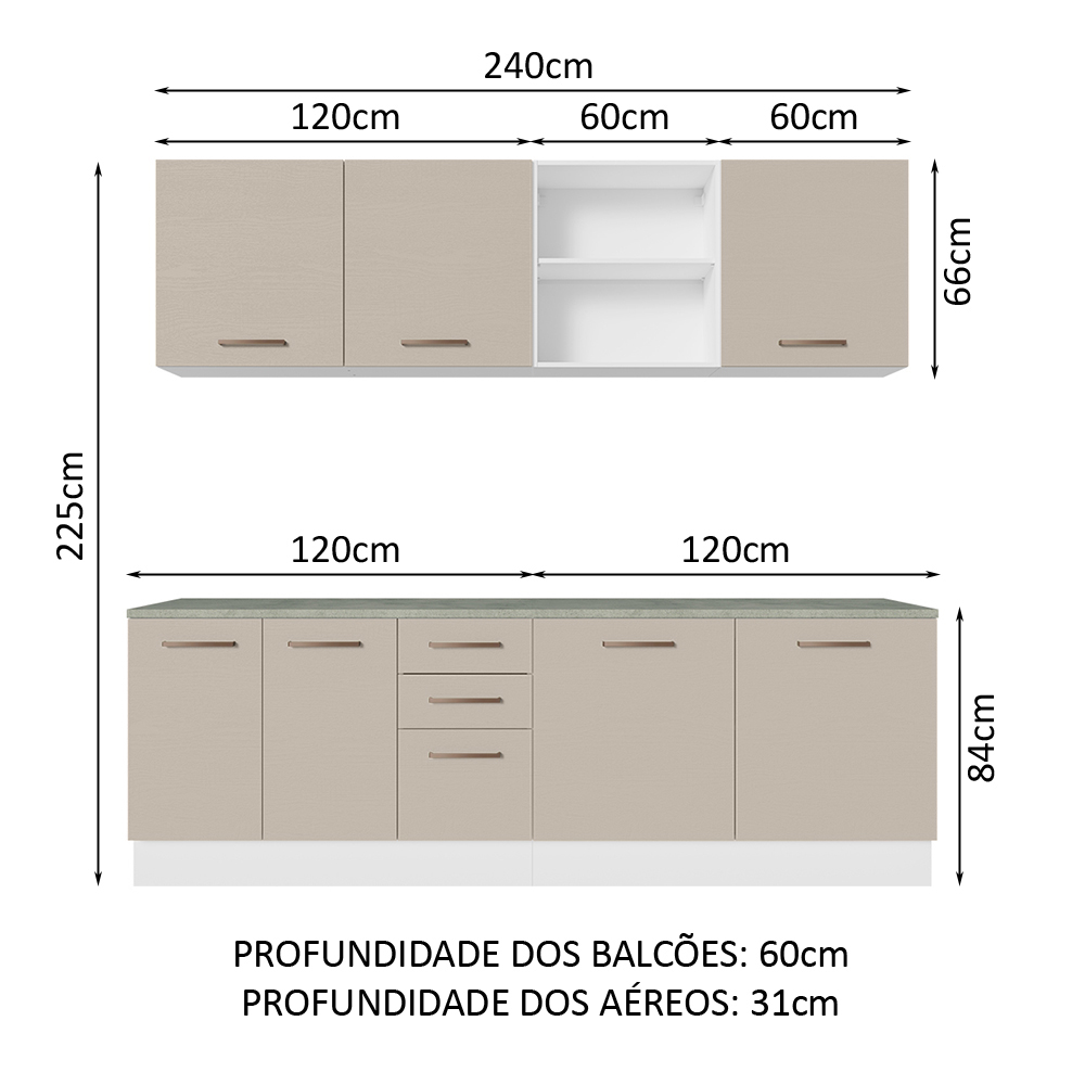 Foto 7 pulgar | Gabinete de Cocina Integral Madesa 240 cm x 60 cm Agata Blanco y Crema 02