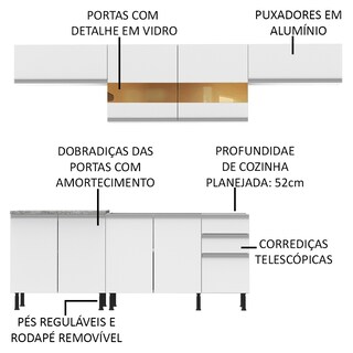 Foto 3 | Gabinete de Cocina Completa con Armario y Mostrador Madesa sin Tablero y Fregadero Mariana Blanco
