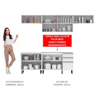 Foto 5 | Gabinete de Cocina Completa con Armario y Mostrador Madesa sin Tablero y Fregadero Mariana Blanco
