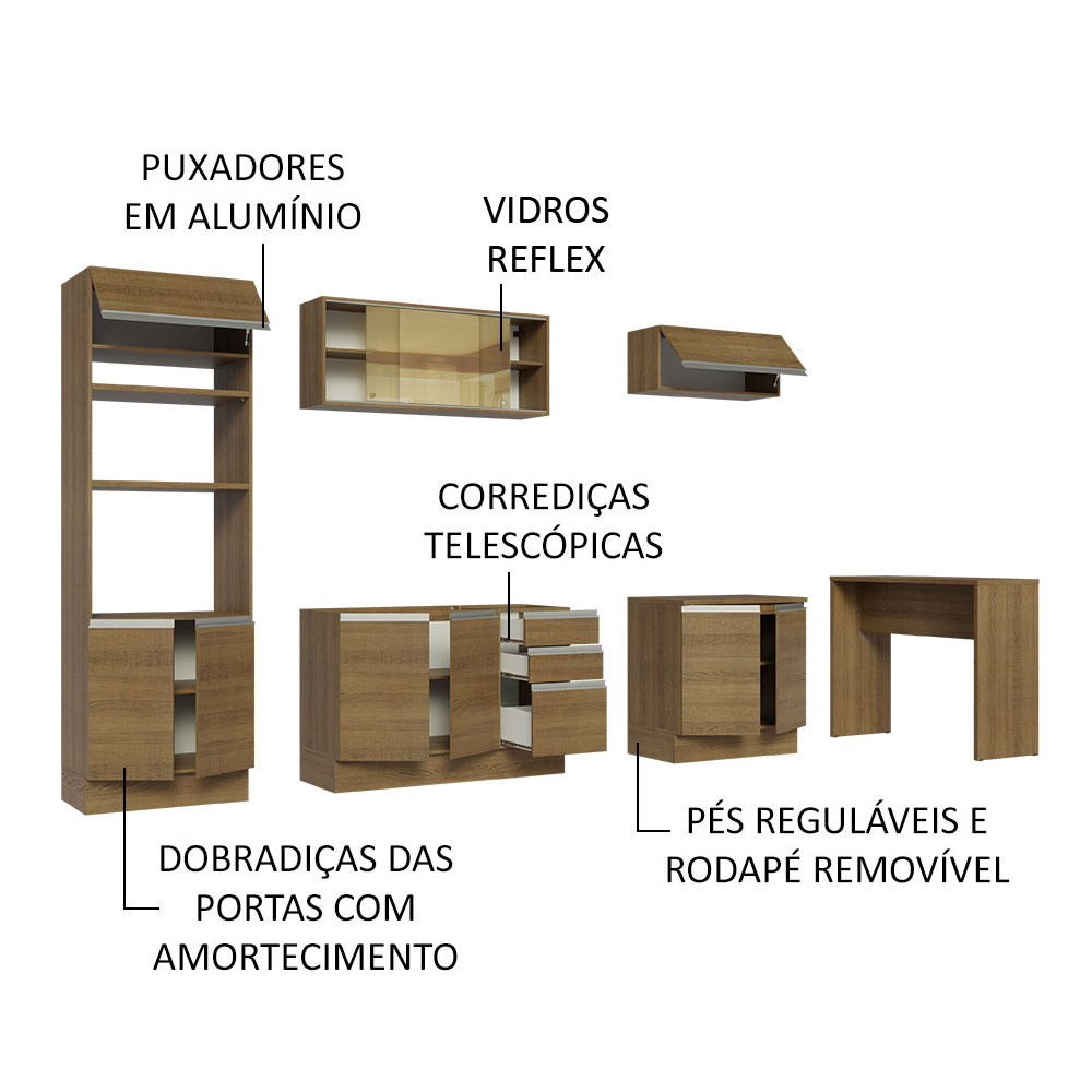 Foto 4 | Gabinete de Cocina Integral Completa Madesa 315 cm Glamy Rústico 01