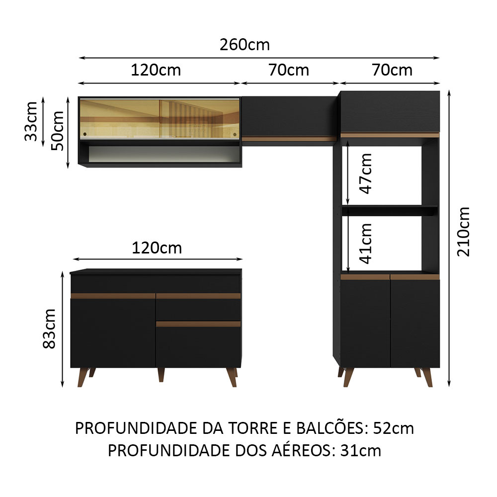 Foto 3 | Gabinete de Cocina Integral Completa Madesa 260 cm Reims Negro 12