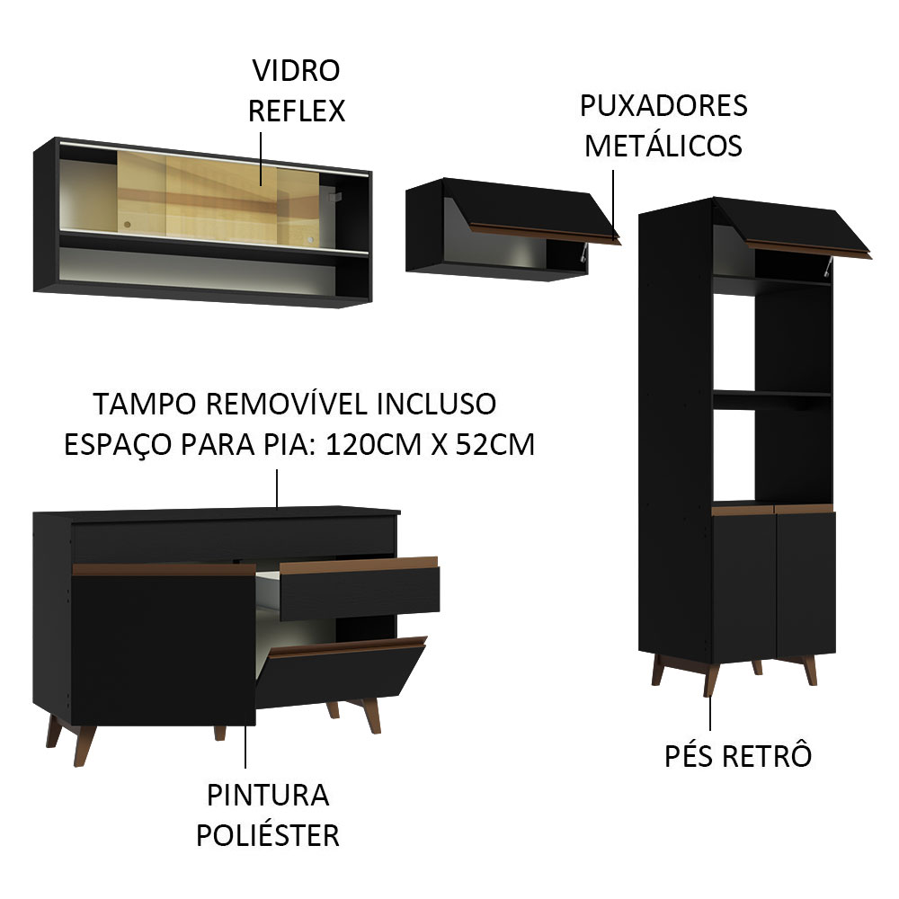 Foto 5 pulgar | Gabinete de Cocina Integral Completa Madesa 260 cm Reims Negro 12