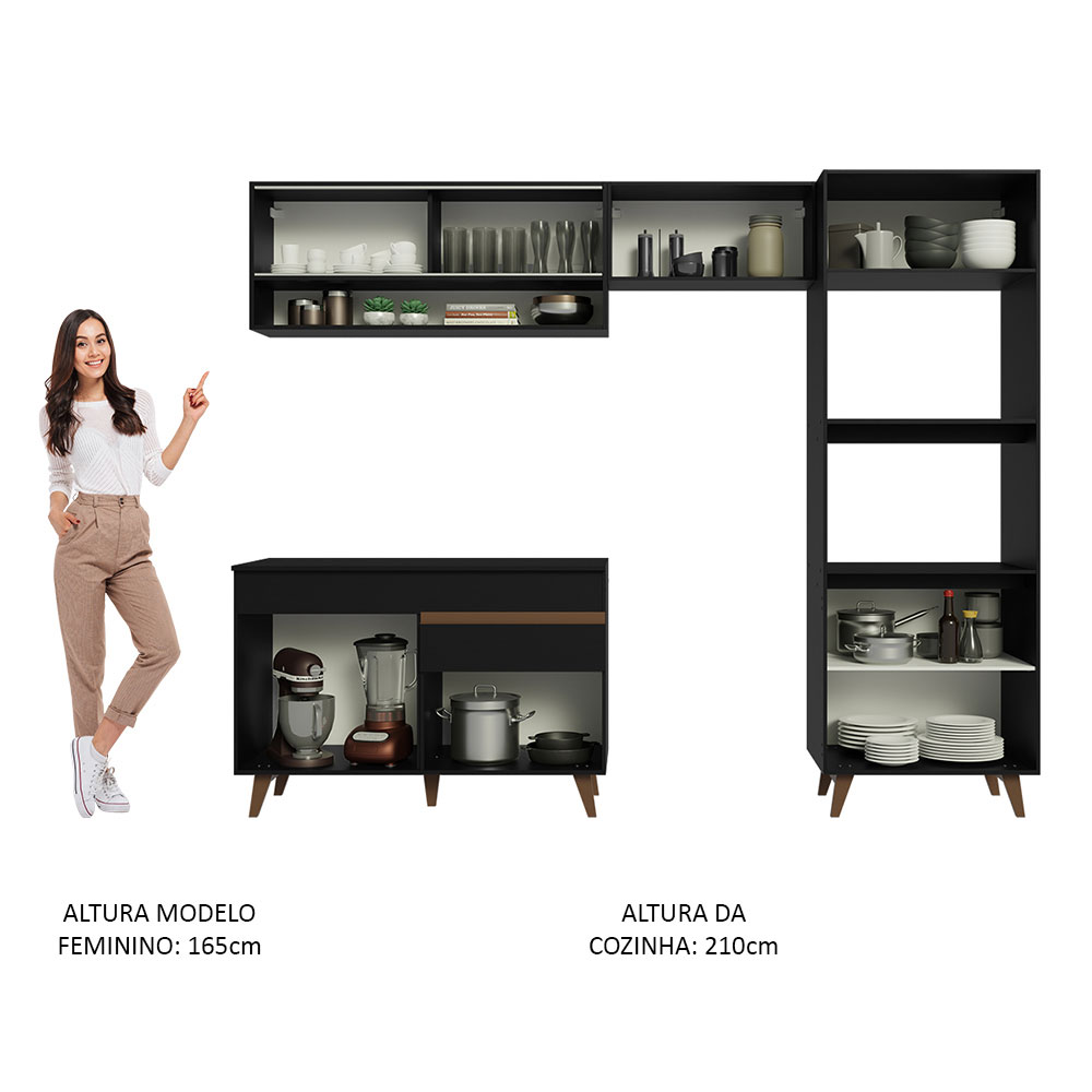 Foto 5 | Gabinete de Cocina Integral Completa Madesa 260 cm Reims Negro 12