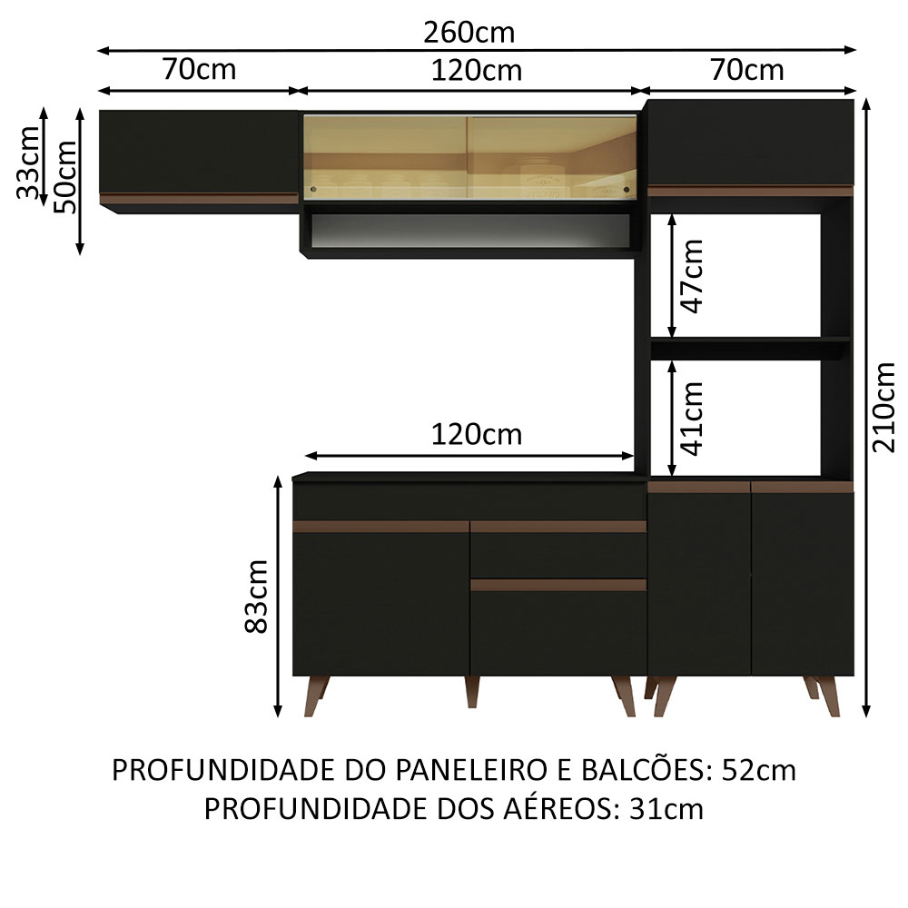 Foto 4 pulgar | Gabinete de Cocina Integral Completa Madesa 260 cm Reims Negro 07